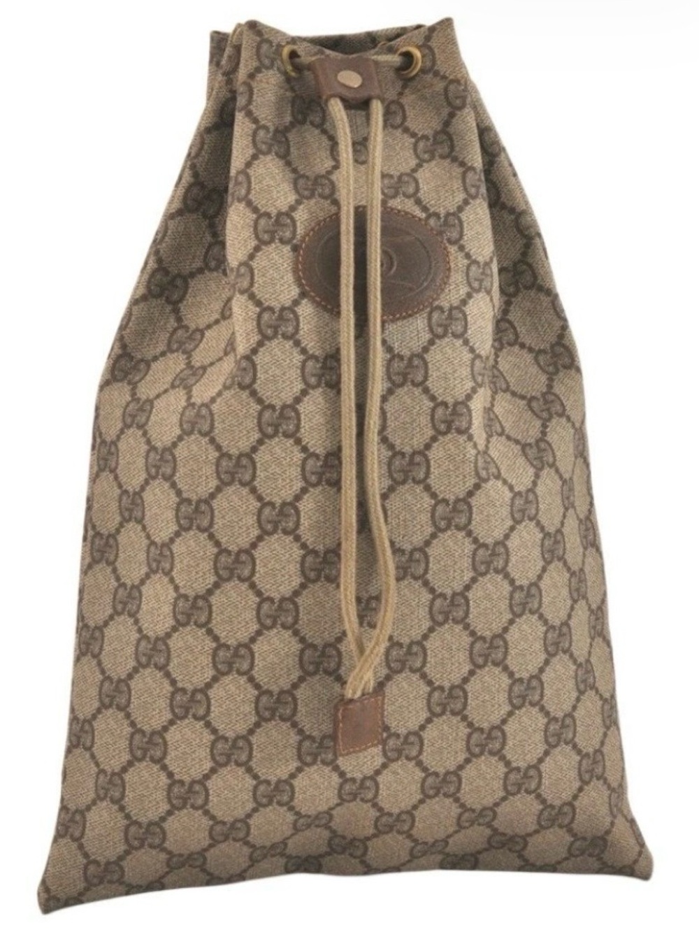 Gucci Beige/Brown GG Canvas Drawstring Backpack